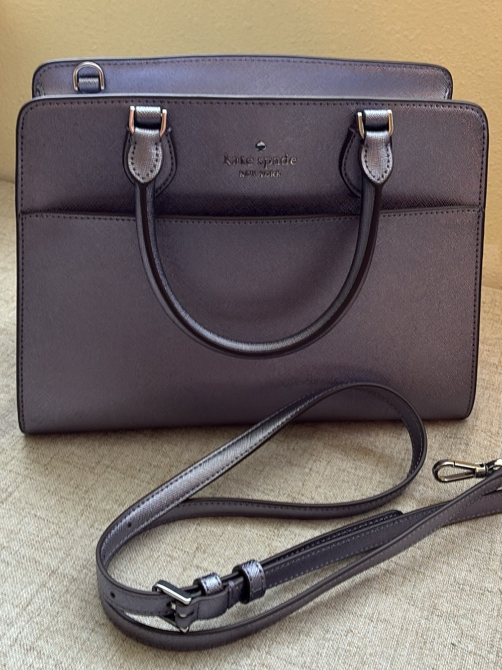 kate spade Metallic Plum Saffiano Tote